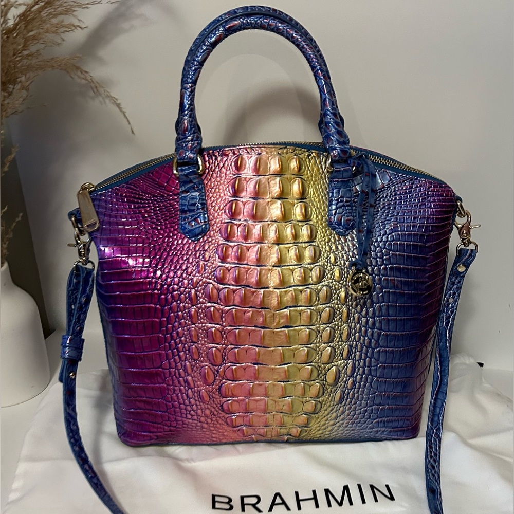 Brahmin Large Duxbury Satchel Magic Ombre Melbourne Leather New